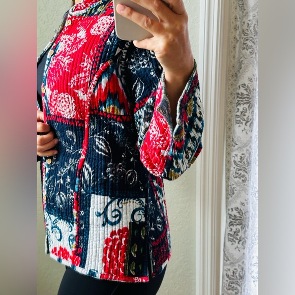 Vintage reversible green and red quilted jacket made in India 100% cotton - Picture 8 of 17